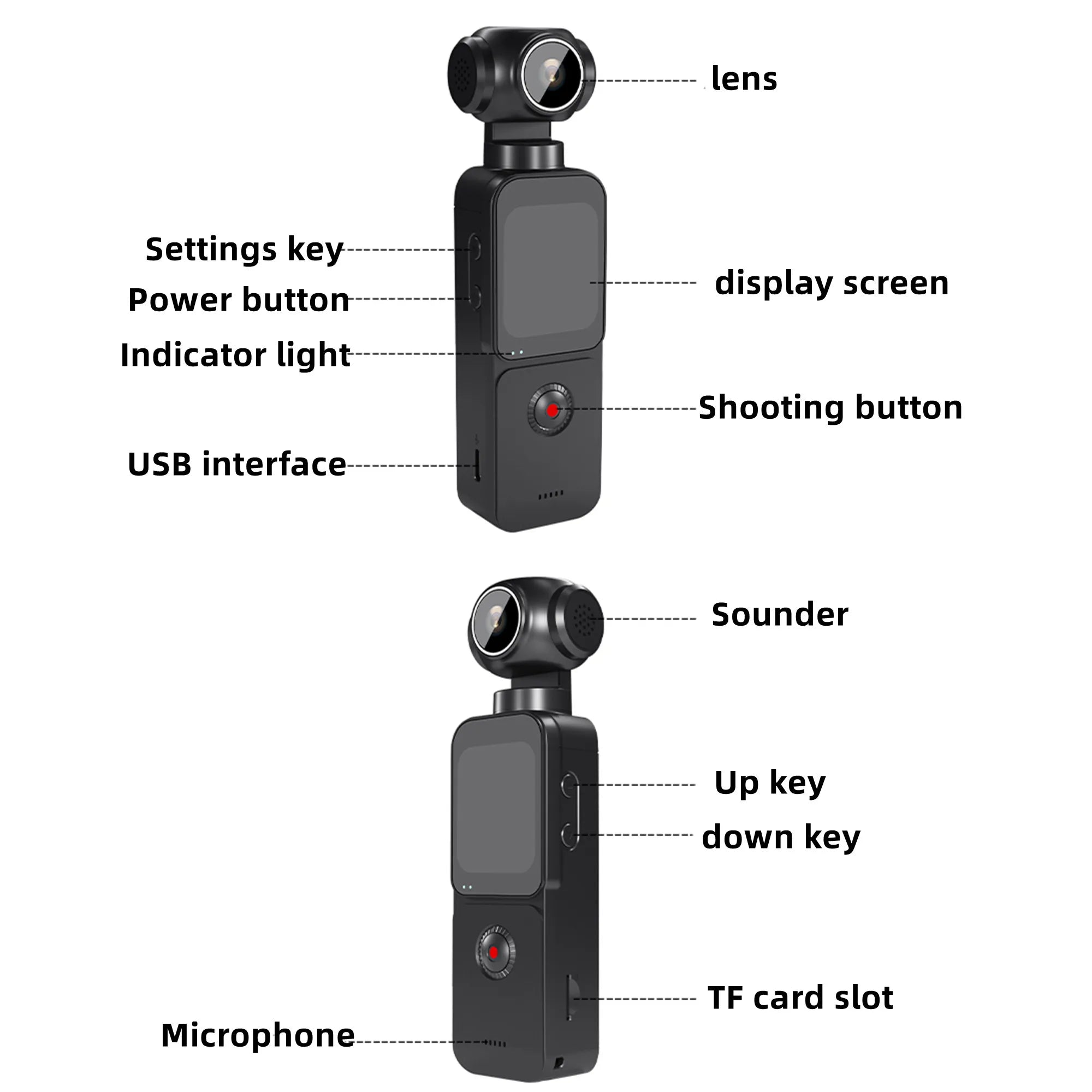 AEVYVKV 5K Ultra HD Pocket Action Camera 270° Rotatable Vlog WIFI Sports Camera ELS Anti-Shake Bicycle Outdoor Sports Camera Recorder