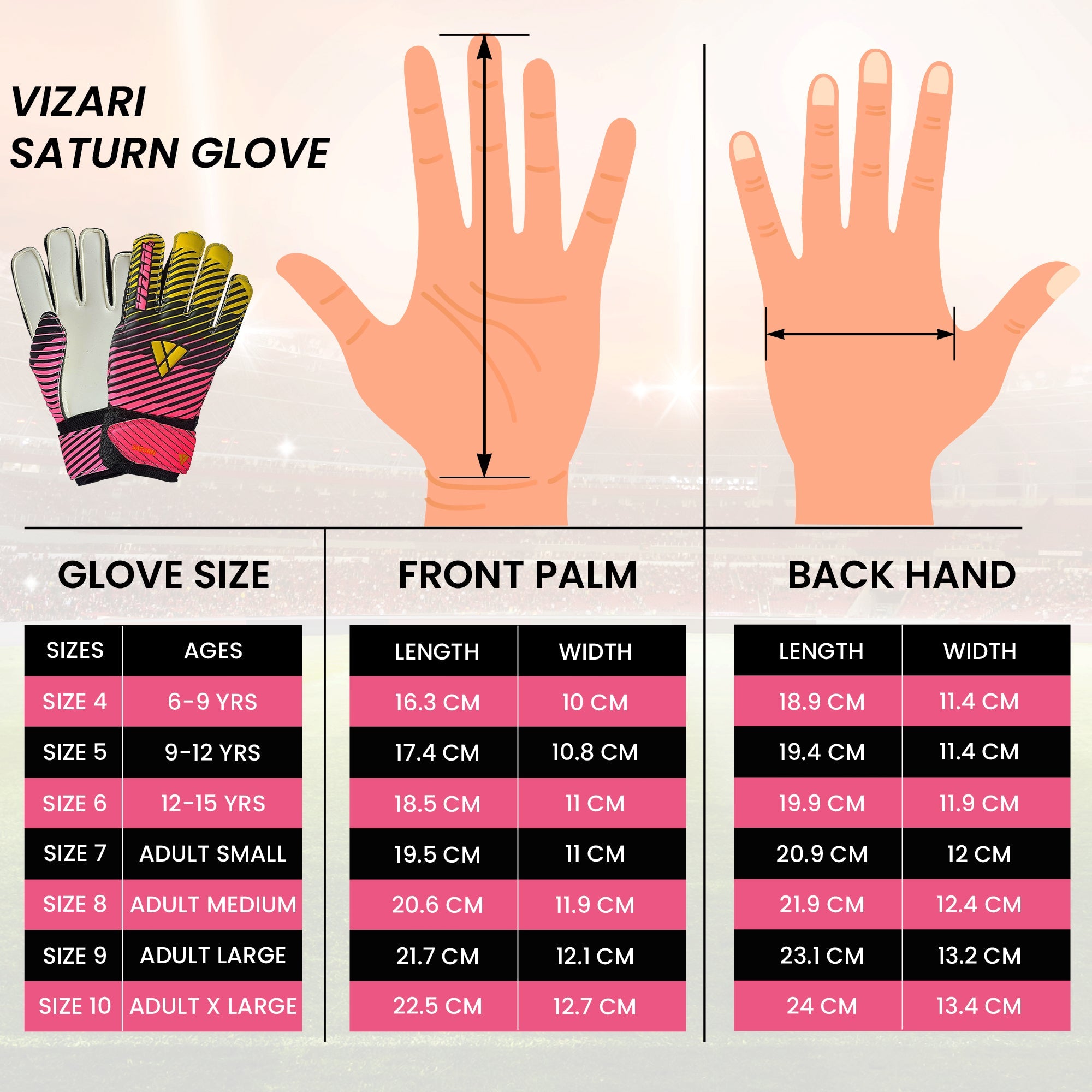 Saturn F.P. Goalkeeper Gloves w/ Finger Support-Blue/Orange Vizari Sports