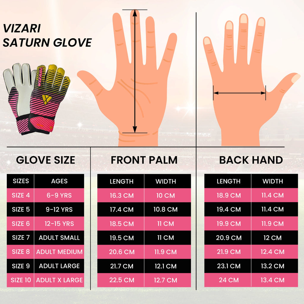 Saturn F.P. Goalkeeper Gloves w/ Finger Support-Pink/Yellow Vizari Sports