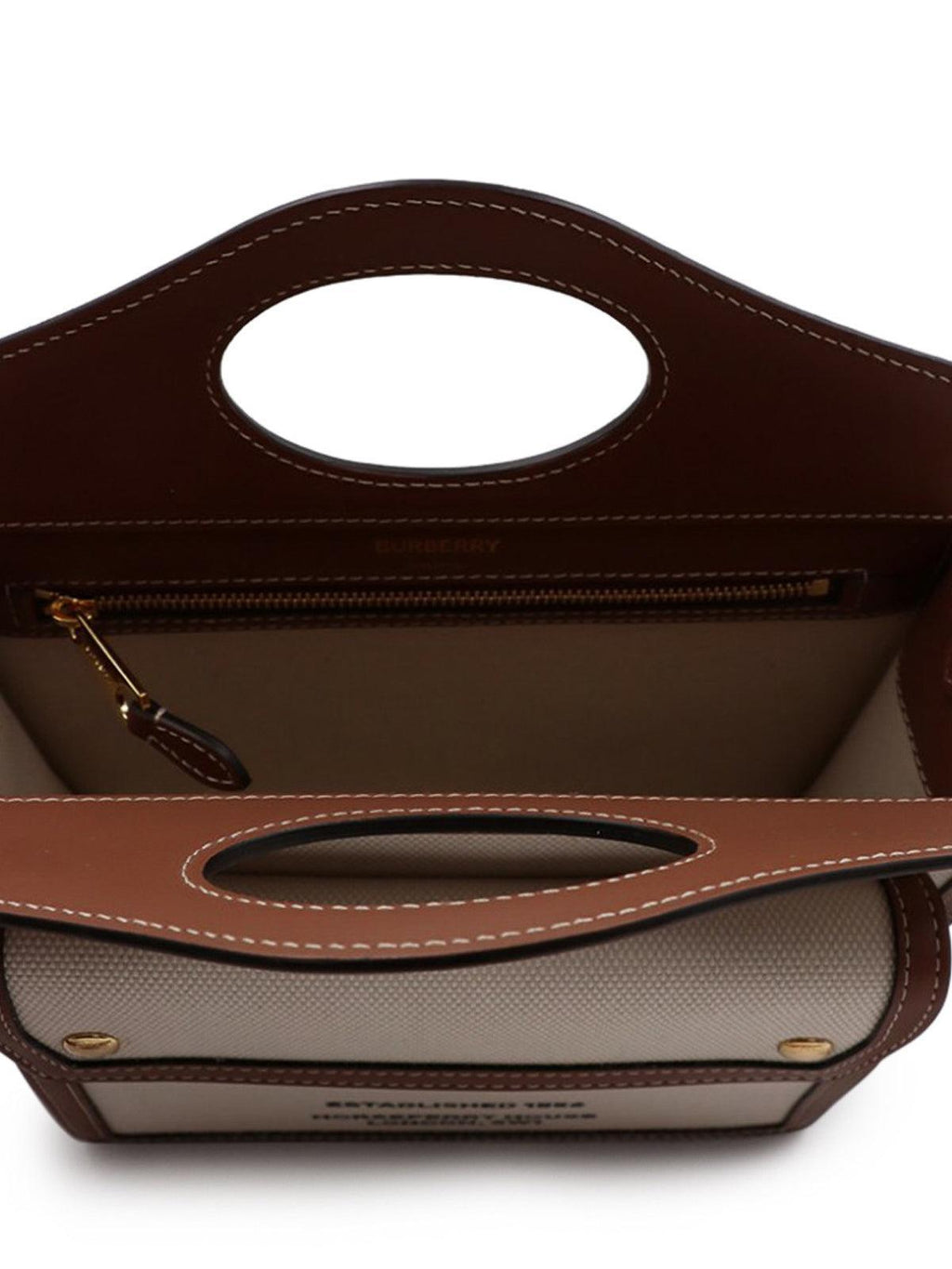 Burberry Canvas Smooth Calfskin Mini Two Tone Freya Tote Banlieue91