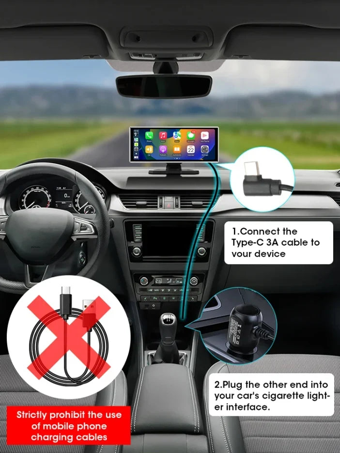 11.26 inch Dash Cam 4K Car DVR Wireless CarPlay & Android Auto GPS Navigation Video Recorder Dashboard Dual Lens WIFI FM AUX