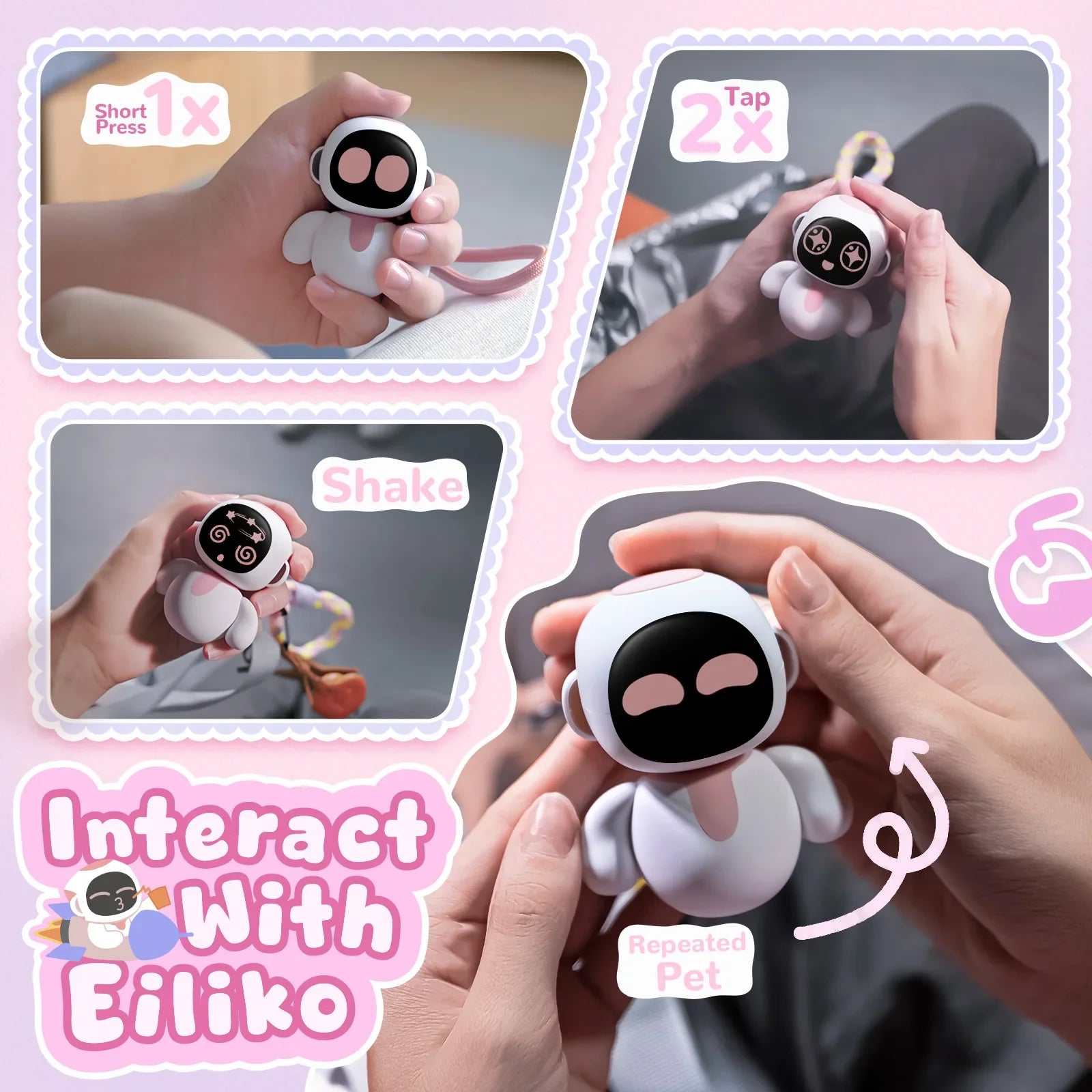 Eiliko Coral Pink - Your Tiny AI Charm Robot That Matches Every Daily Outfit, Fun Electronic Pendant Toys, for Couples and Best Friends. FLIPSTYLEZLLC