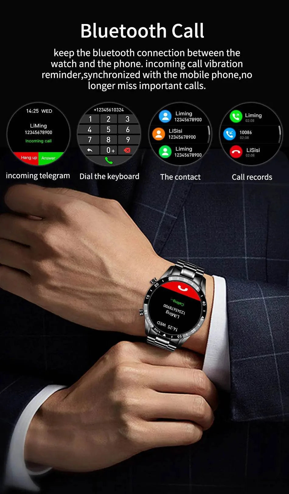 LIGE Smart Watch Men Full Circle Touch Screen Bluetooth Call Men Smartwatch Waterproof Sport Activity Fitness Watch+Box