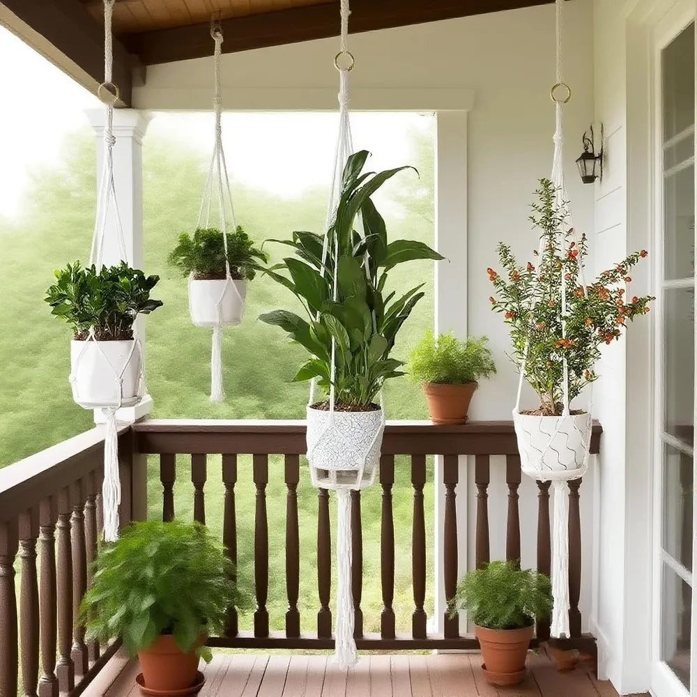 3‑Pack Macrame Plant Hangers, Bohemian Cotton Hanging Plant Holders with Complete Mounting Hardware for Indoor Outdoor Decor FLIPSTYLEZLLC