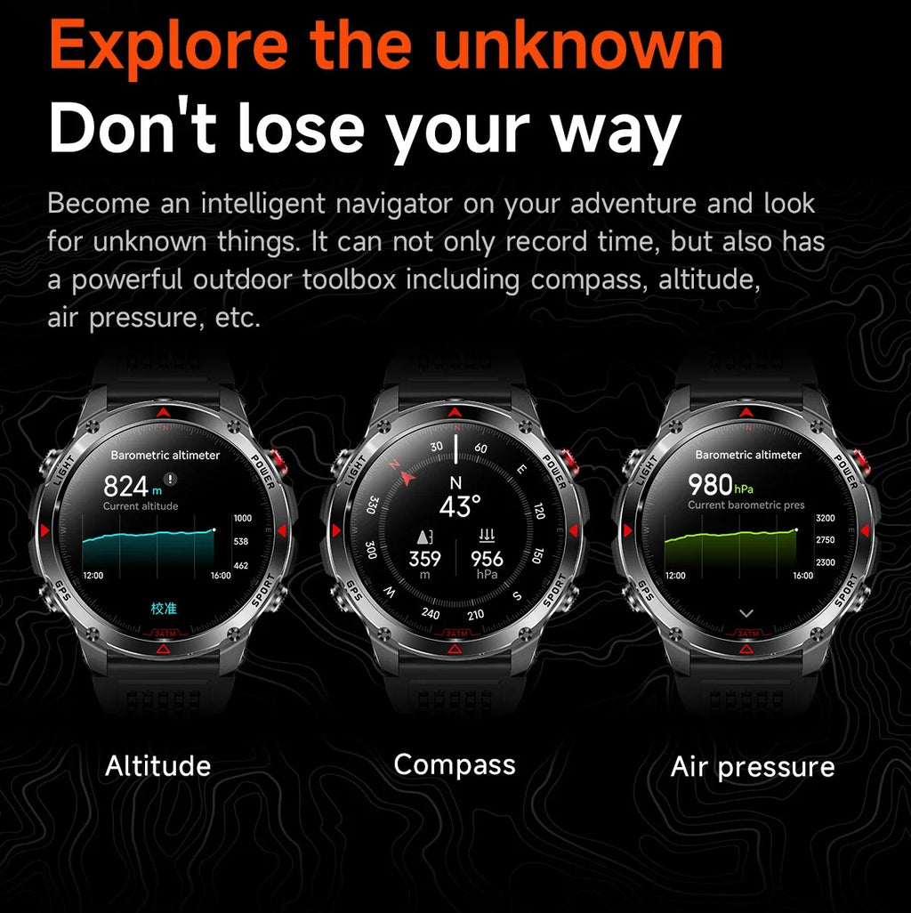 LIGE New Professional GPS Track Sports Smartwatch Outdoor RIDE Run Compass Altimeter 3ATM Fitness Bracelets 540mAh Watches