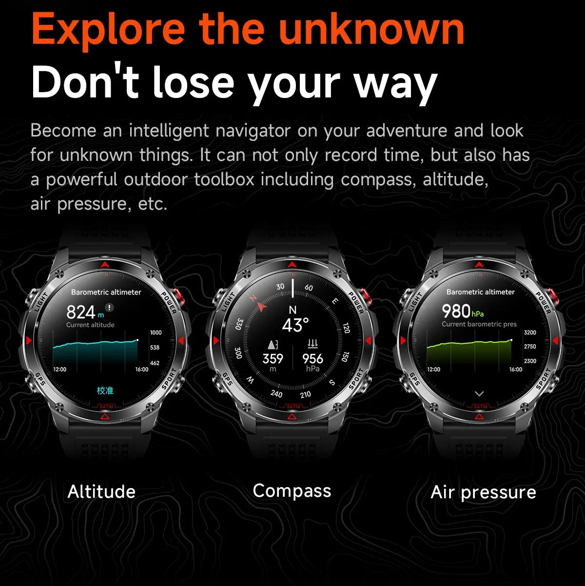 LIGE New Professional GPS Track Sports Smartwatch Outdoor RIDE Run Compass Altimeter 3ATM Fitness Bracelets 540mAh Watches