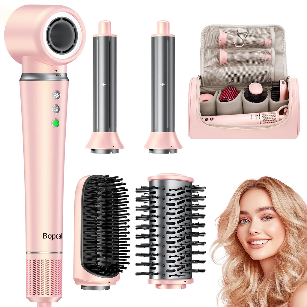 5 in 1 High-Speed Hot Air Styler Frizz-Free Fast Drying No Heat Damage Hair Dryer Curl Volumize Straighten with Travel Bag FLIPSTYLEZLLC