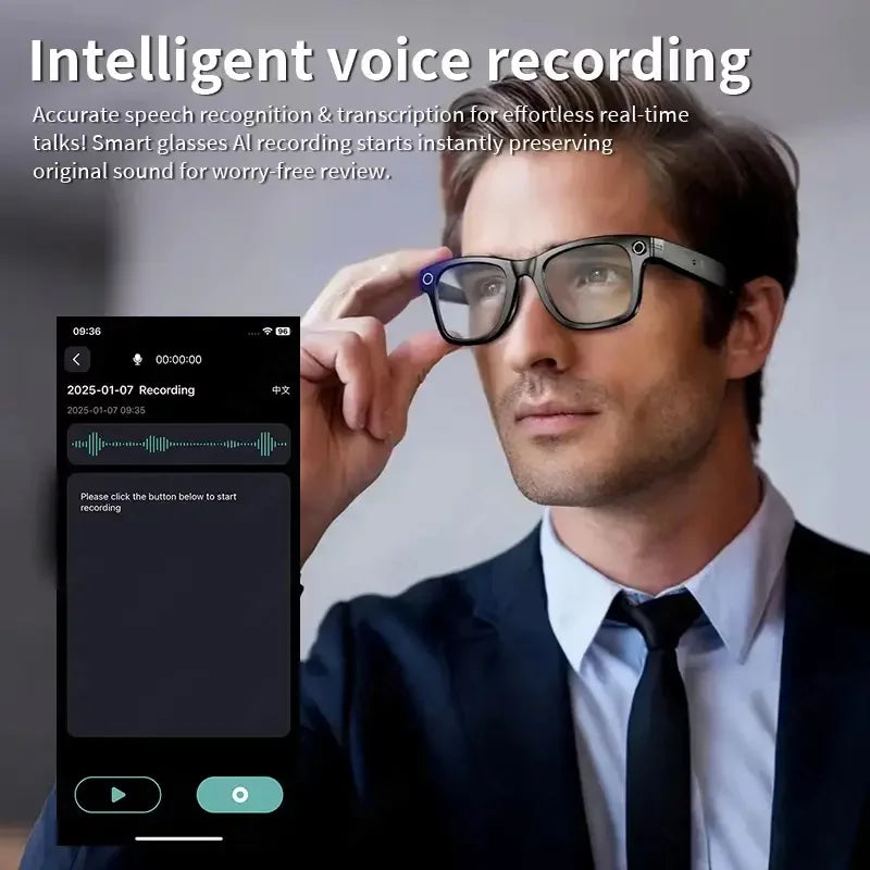 GUHUAVMI AI Smart Glasses with 8MP Camera Video Recording 100+ Languages Translation Sunglasses Bluetooth Call Music Play