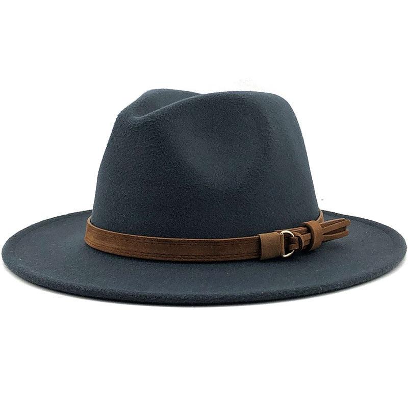 New Adjustable Unisex Wool Fedora Hat Luxury Wide Brim Fedora Floppy Hat Gentleman Elegant Winter Autumn Wide Comfortable Soft Hat Outdoor Wide Brim Hat With Strap Stevvex