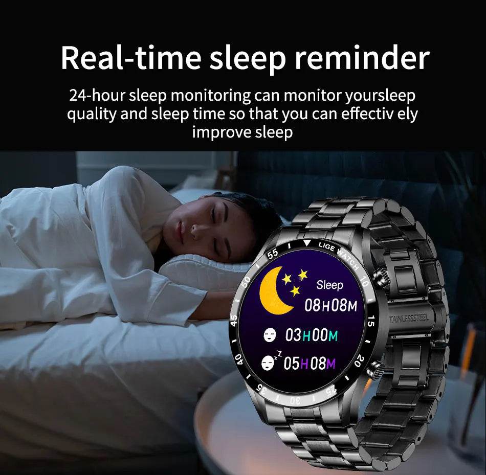 LIGE Smart Watch Men Full Circle Touch Screen Bluetooth Call Men Smartwatch Waterproof Sport Activity Fitness Watch+Box