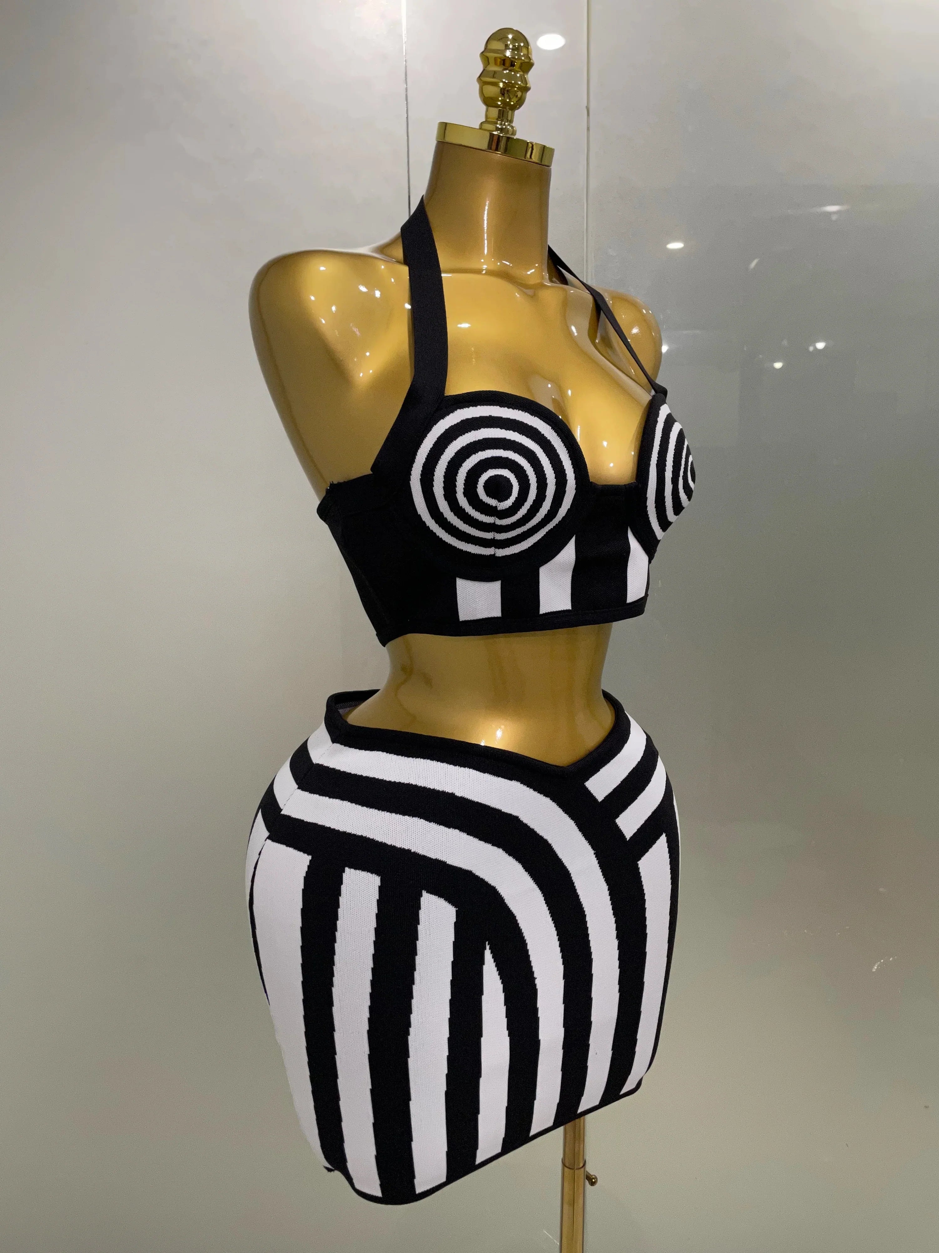 Optical Illusion Halter Bandage 2-Piece Set