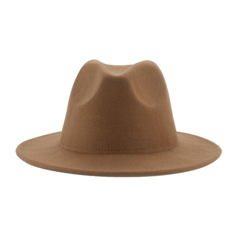 Women Luxury Fedora Hat Women Fedora Hat Women Solid Wide Brim Winter Men Hat Retro Wide Autumn Unique Style Men Hat Vintage Brown Formal Wedding Fedora Hats Stevvex