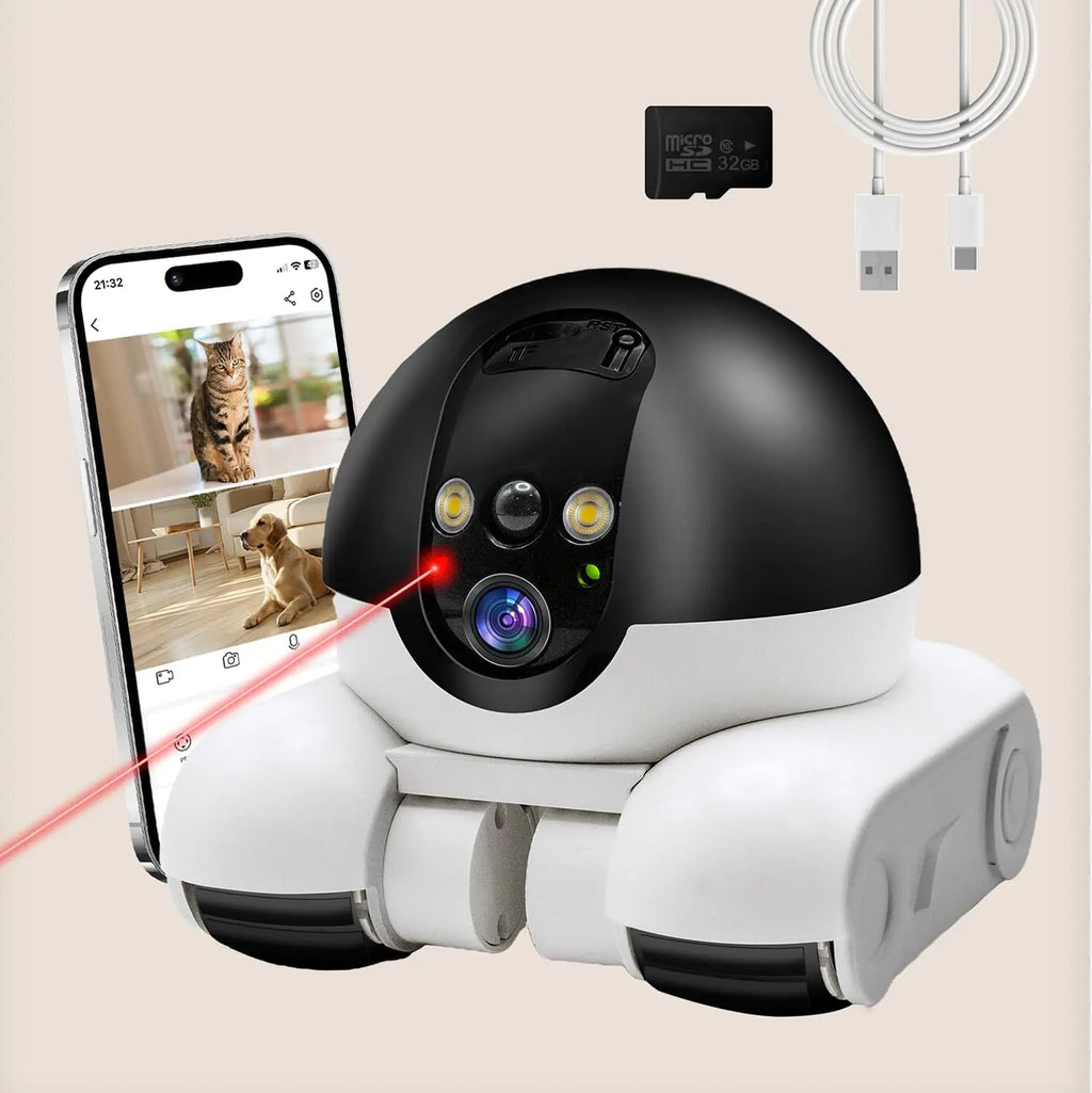 Indoor Security Camera 1080P Dual Lens, Mobile Robot with Wheels, Two-Way Audio, Remote-Controlled Bot with Night Vision, App-Controlled for Home Safety, Pets, Baby, Elderly FLIPSTYLEZLLC