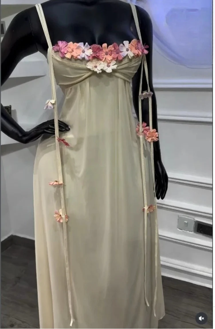Garden Muse Floral Appliqué Mesh Maxi Dress Rose In Concrete 🥀