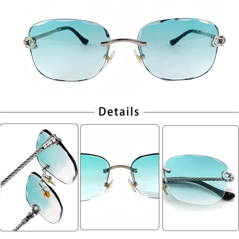 CATERSIDE Retro Fashion Sunglasses Women Men Brand Designer Rimless Gradient Sun Glasses Shades