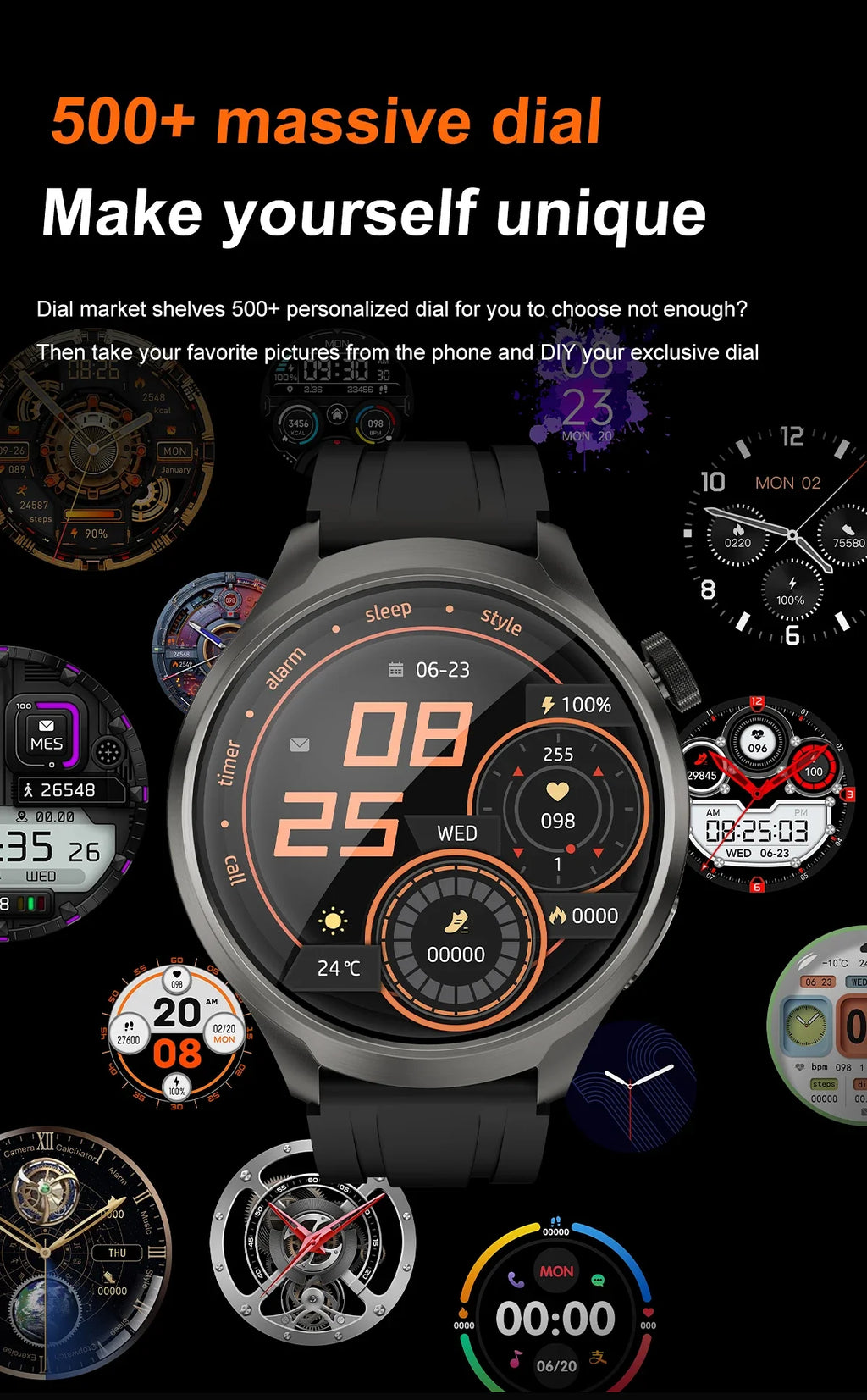 New GPS Sports NFC Fashion Smartwatch Men's 1.85 "AMOLED Screen Heart Rate Blood Pressure Health Smart Watch For Huawei IOS