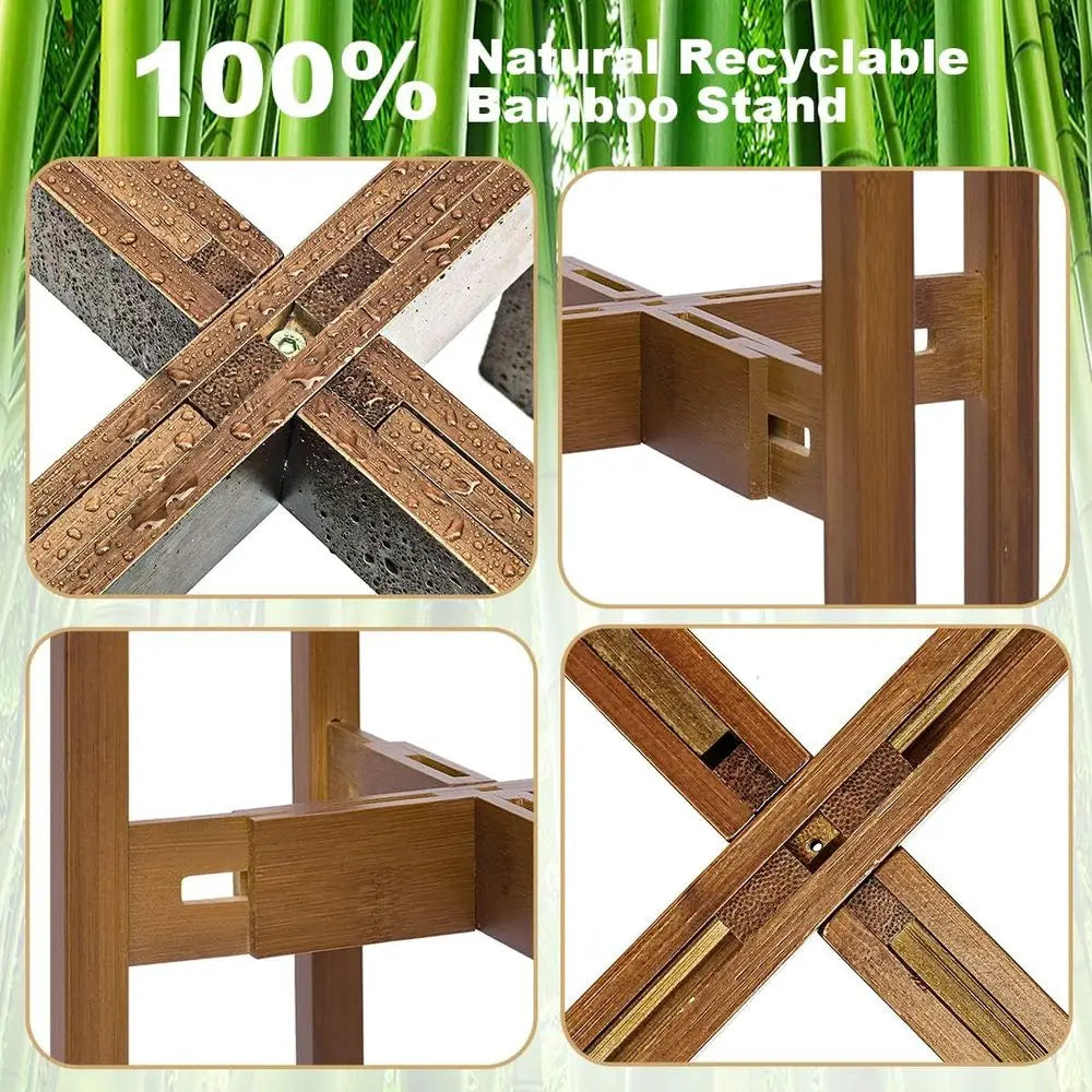 Versatile Bamboo Plant Stand for Indoor Use, Supports Pots 8-12 Inches (Plant and Pot Not Included) FLIPSTYLEZLLC