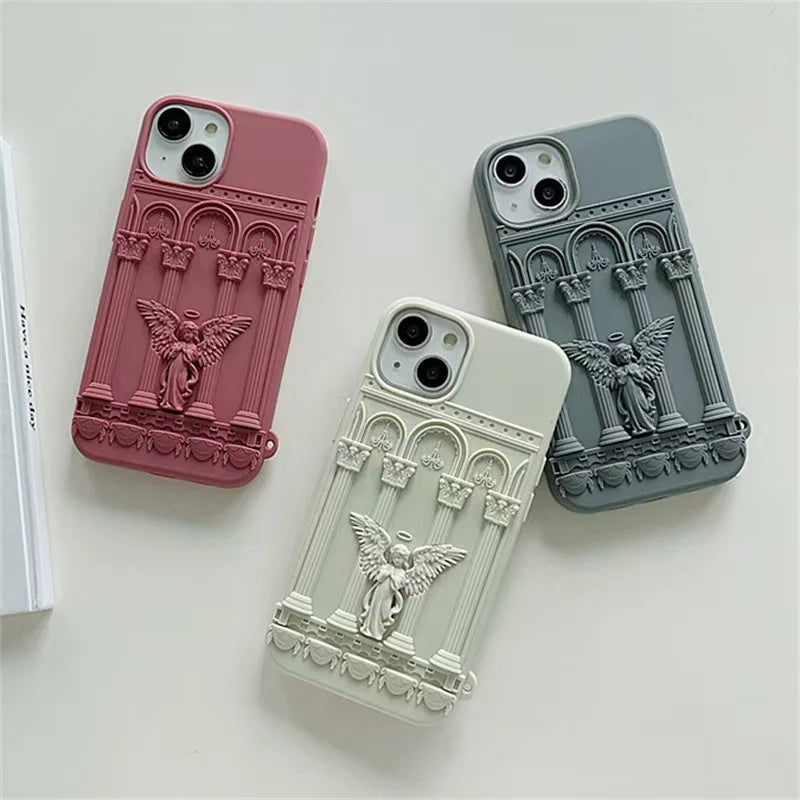 Literature Trendy Retro Artwork 3D Angel Statue Phone Case