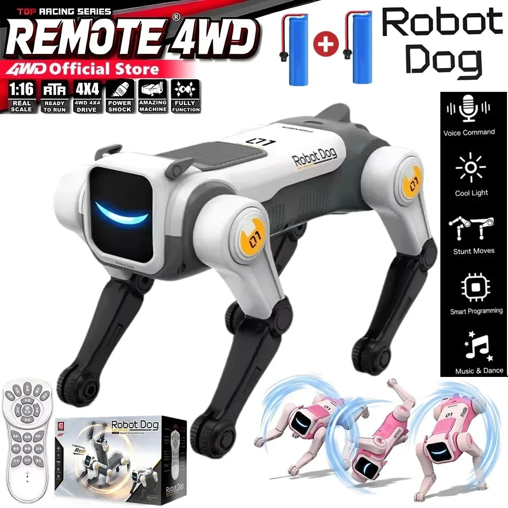 RC Mechanical Dog Intelligent AI RC Robot Dog Voice Command Programmable Singing Dancing Electronic Stunt Bionic Smart Robot Dog FLIPSTYLEZLLC
