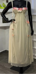 Garden Muse Floral Appliqué Mesh Maxi Dress Rose In Concrete 🥀