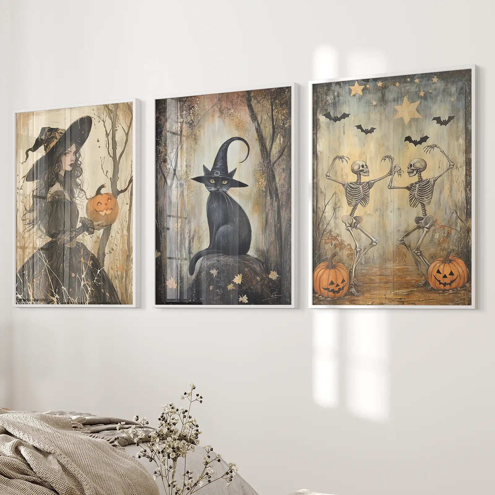 Witchy Halloween Fall Decor Modern Wall Art Print Wall Art Set