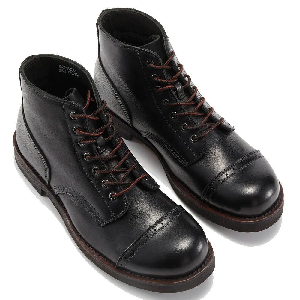 Luxury Classy Handmade Precision Stitch Wear-Resistant Casual Men Boots Genuine Leather Shoes