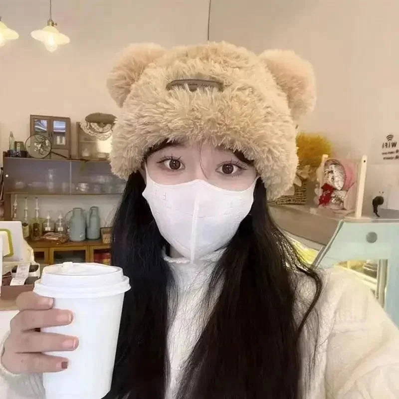 Letter Bear Ears Knitted Woolen Hat – Cute Cat-Ears Beanie for Women FitiqueFit