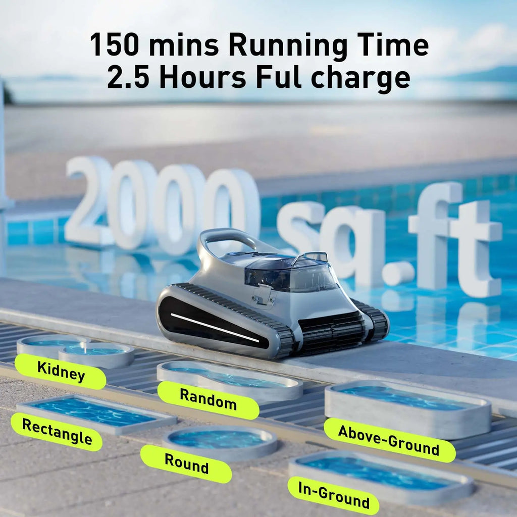 (2025 New) Seauto Crab Pro Cordless Robotic Cleaner, for Inground Pools up to 2000 Sq.ft, All and Waterline Cleaning Vacuum FLIPSTYLEZLLC