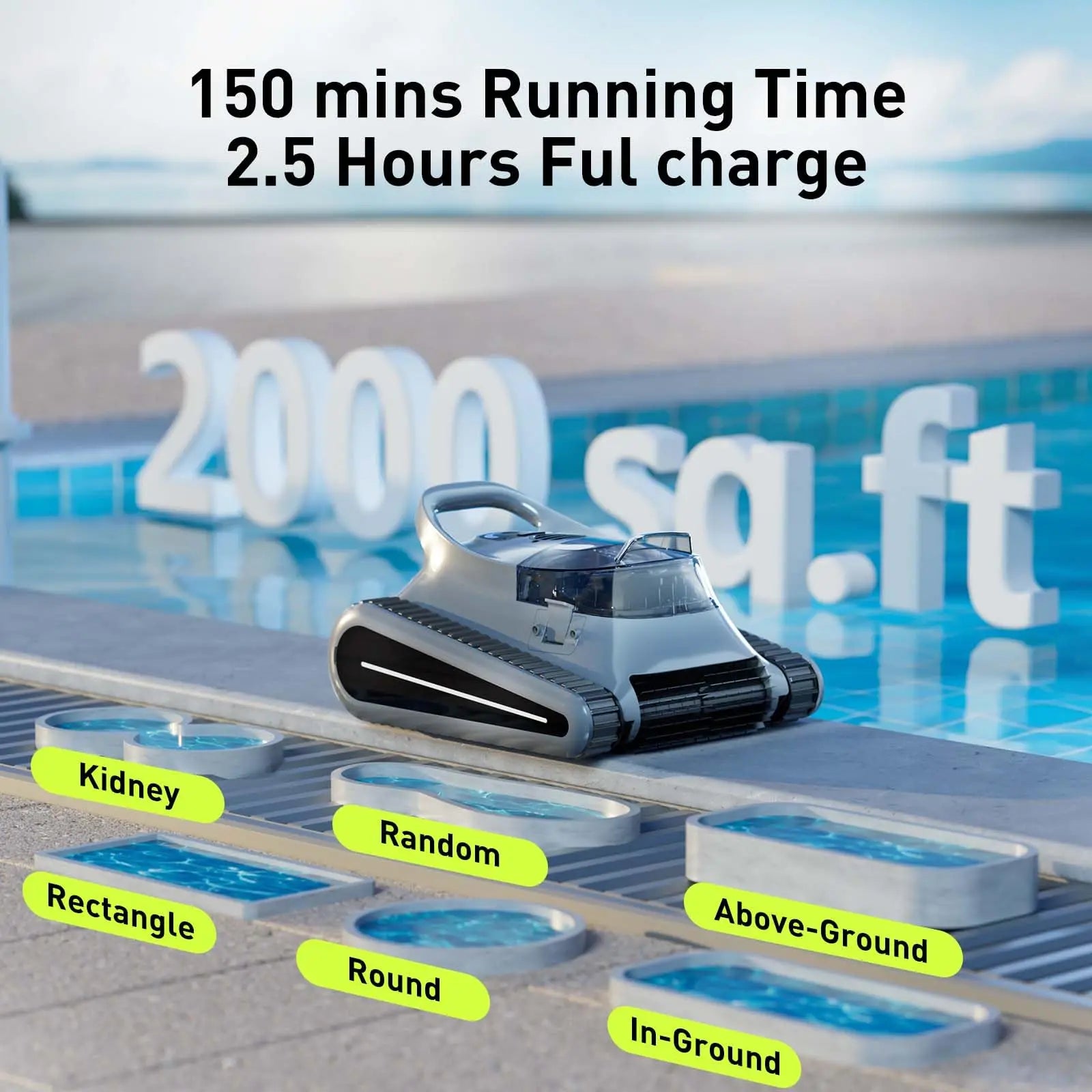 (2025 New) Seauto Crab Pro Cordless Robotic Cleaner, for Inground Pools up to 2000 Sq.ft, All and Waterline Cleaning Vacuum FLIPSTYLEZLLC