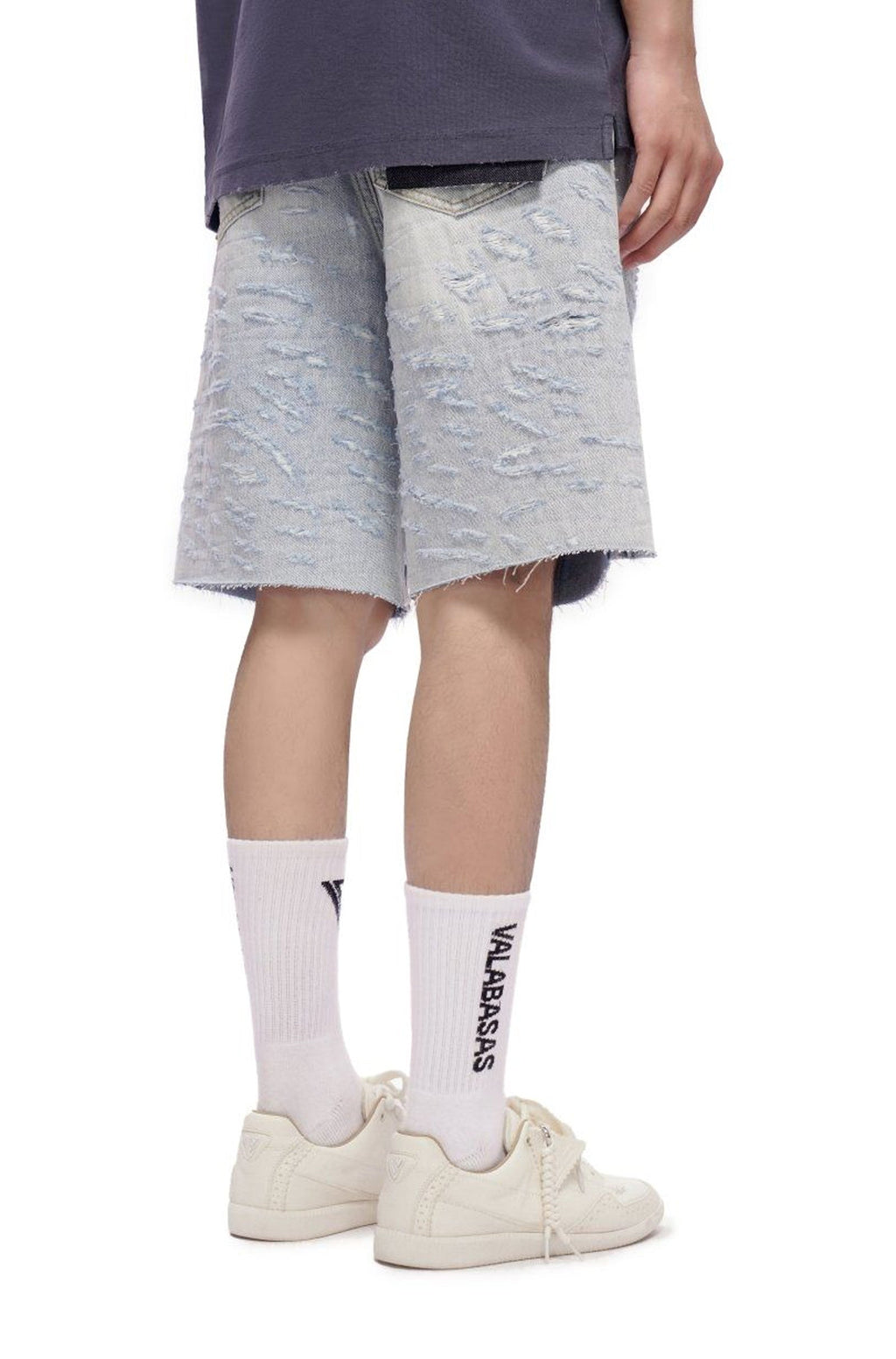 Valabasas Scrape Shorts - Light Blue Wash