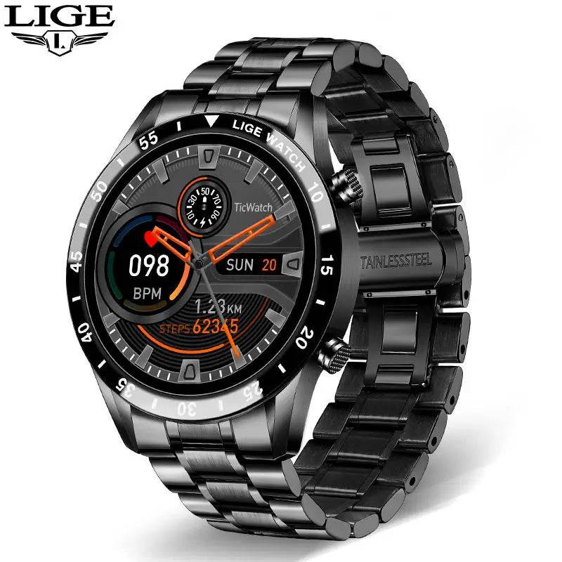 LIGE Smart Watch Men Full Circle Touch Screen Bluetooth Call Men Smartwatch Waterproof Sport Activity Fitness Watch+Box