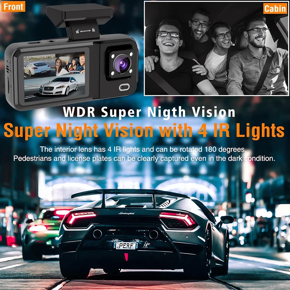 3 Channel WIFI Car DVR HD 1080P Cabin Vehicle Dash Cam Three Way Camera DVRs Recorder Video