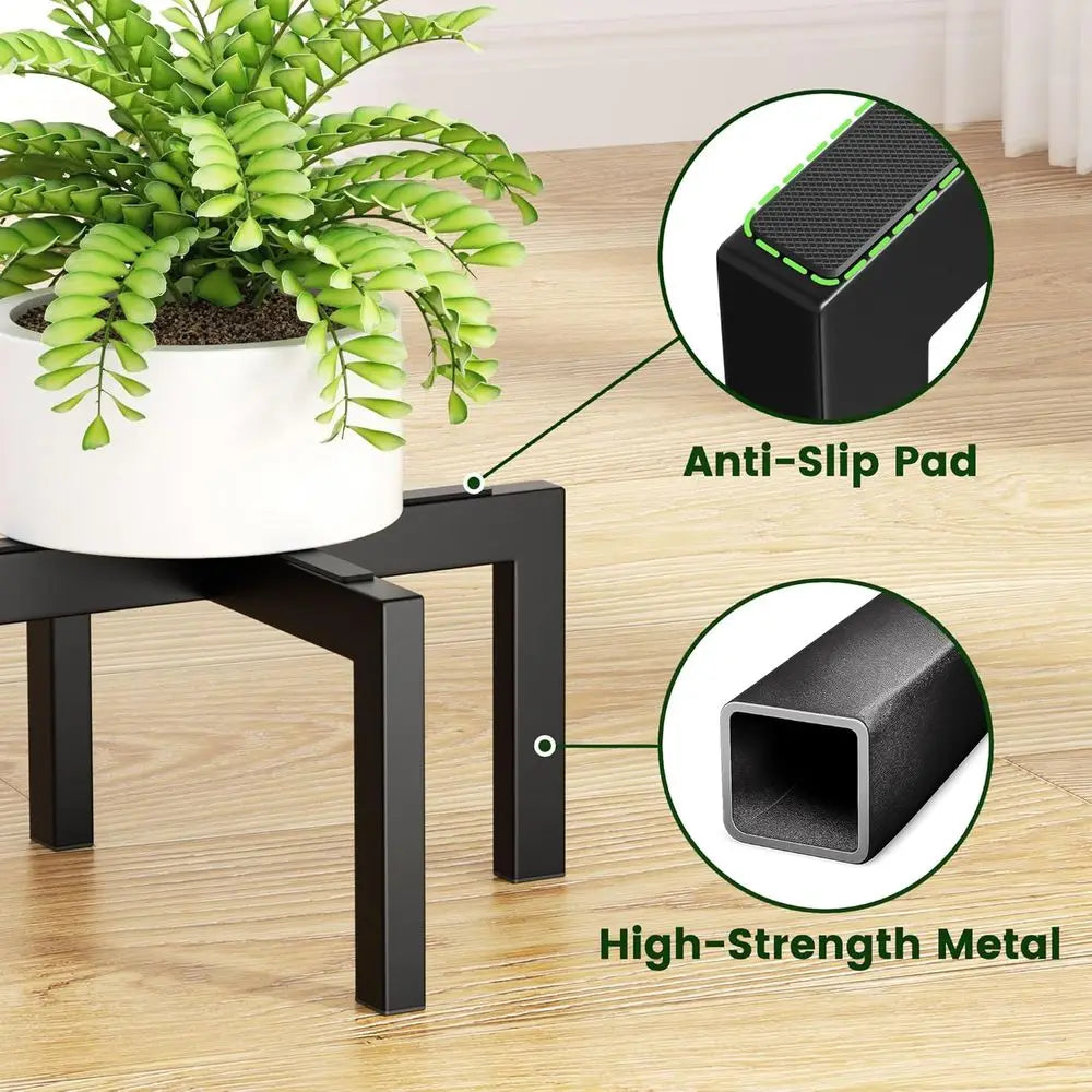 Heavy-Duty Metal Plant Stand, Indoor/Outdoor, Holds Pots 5-12'', Supports 150lbs, Black FLIPSTYLEZLLC