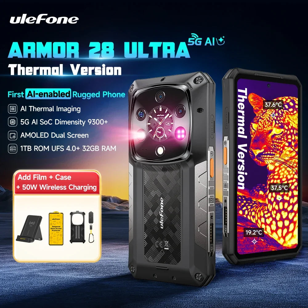 Ulefone Armor 28 Ultra 5G AI Thermal Imaging Rugged Phone Dimensity 9300+ 1TB ROM 32GB RAM Android Smartphone Zara-Craft