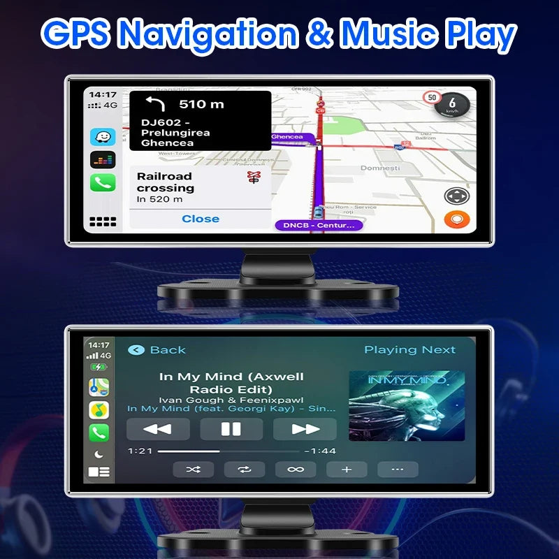 11.26 inch Dash Cam 4K Car DVR Wireless CarPlay & Android Auto GPS Navigation Video Recorder Dashboard Dual Lens WIFI FM AUX