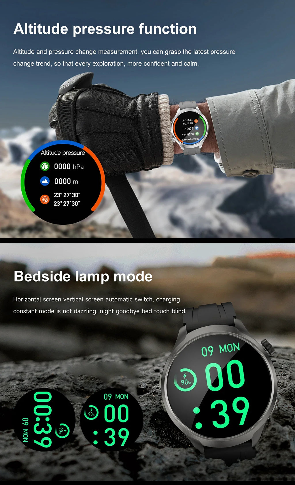 New GPS Sports NFC Fashion Smartwatch Men's 1.85 "AMOLED Screen Heart Rate Blood Pressure Health Smart Watch For Huawei IOS