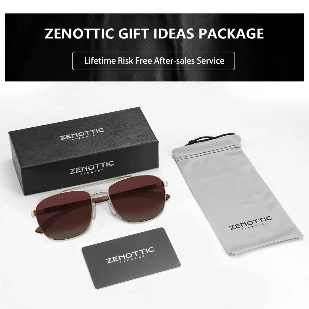 ZENOTTIC Trend Wood Polarized Sunglasses for Men 100% UV Protection Fishing Driving Golf Pilot Shade Sun Glasses