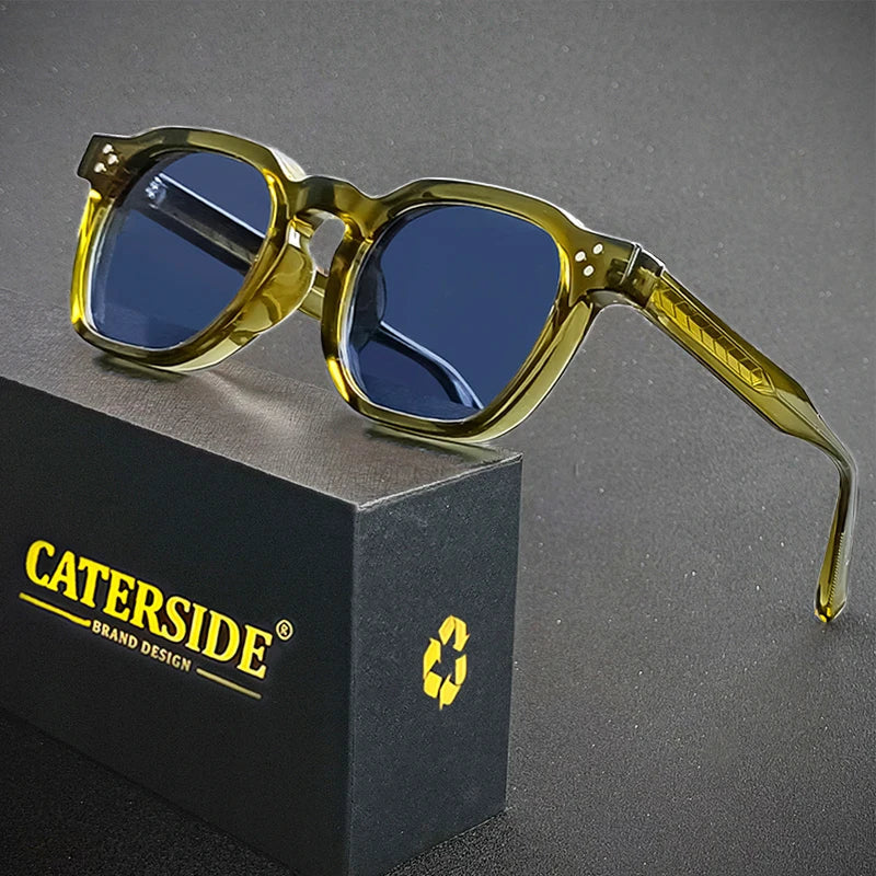 CATERSIDE Retro Punk Men Sunglasses Frame Square Travel Party Business Festival