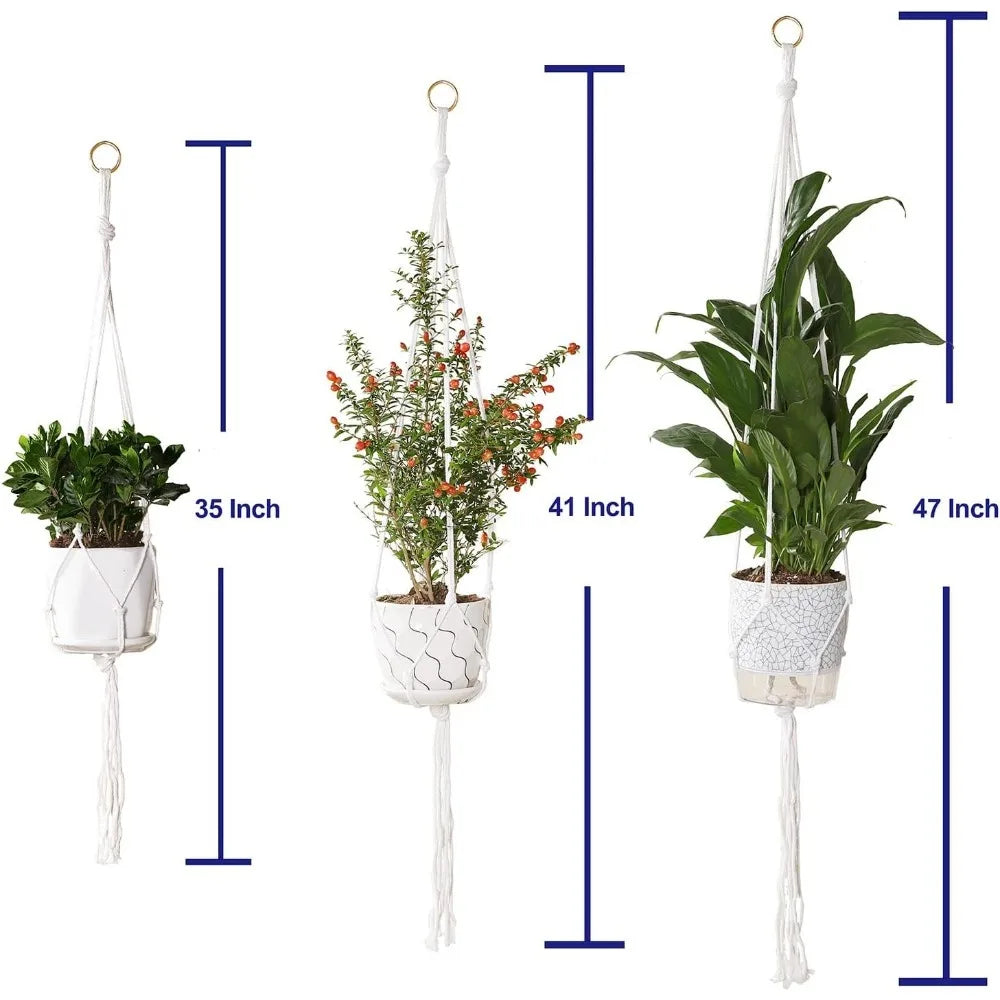 3‑Pack Macrame Plant Hangers, Bohemian Cotton Hanging Plant Holders with Complete Mounting Hardware for Indoor Outdoor Decor FLIPSTYLEZLLC