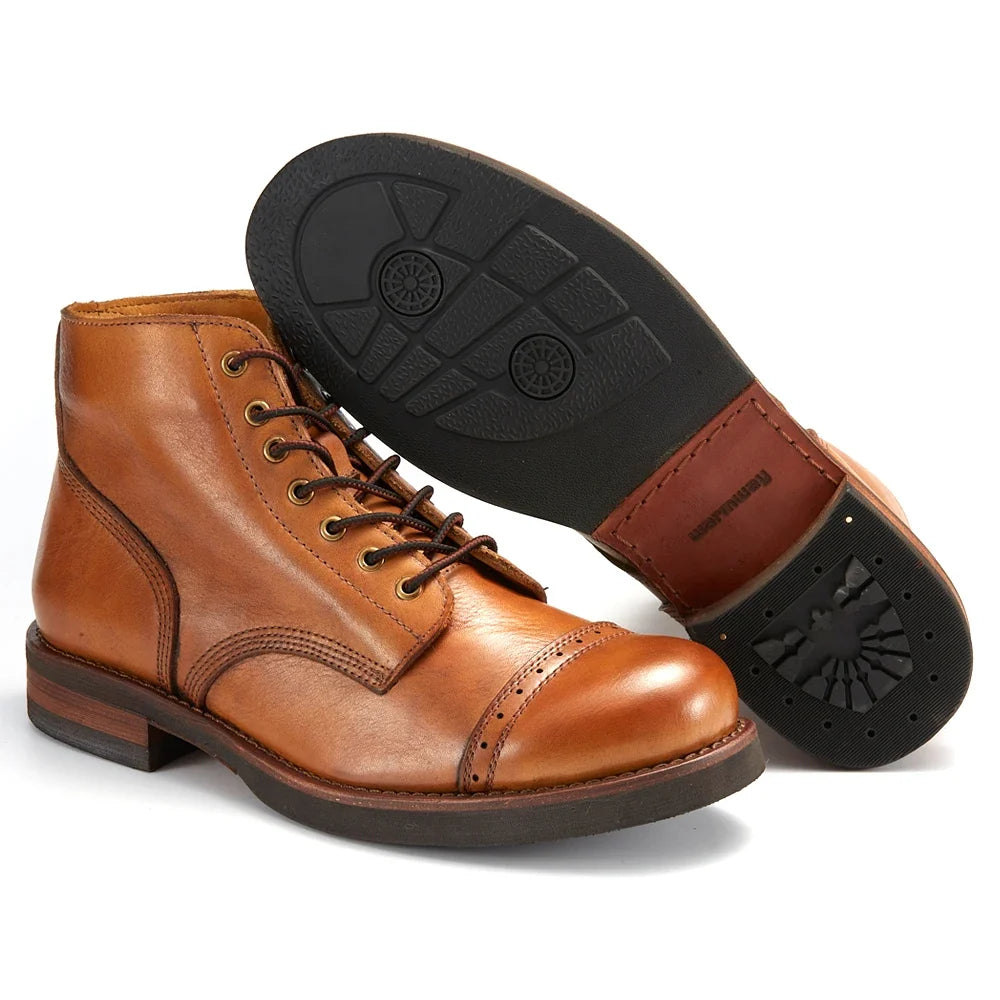 Luxury Classy Handmade Precision Stitch Wear-Resistant Casual Men Boots Genuine Leather Shoes