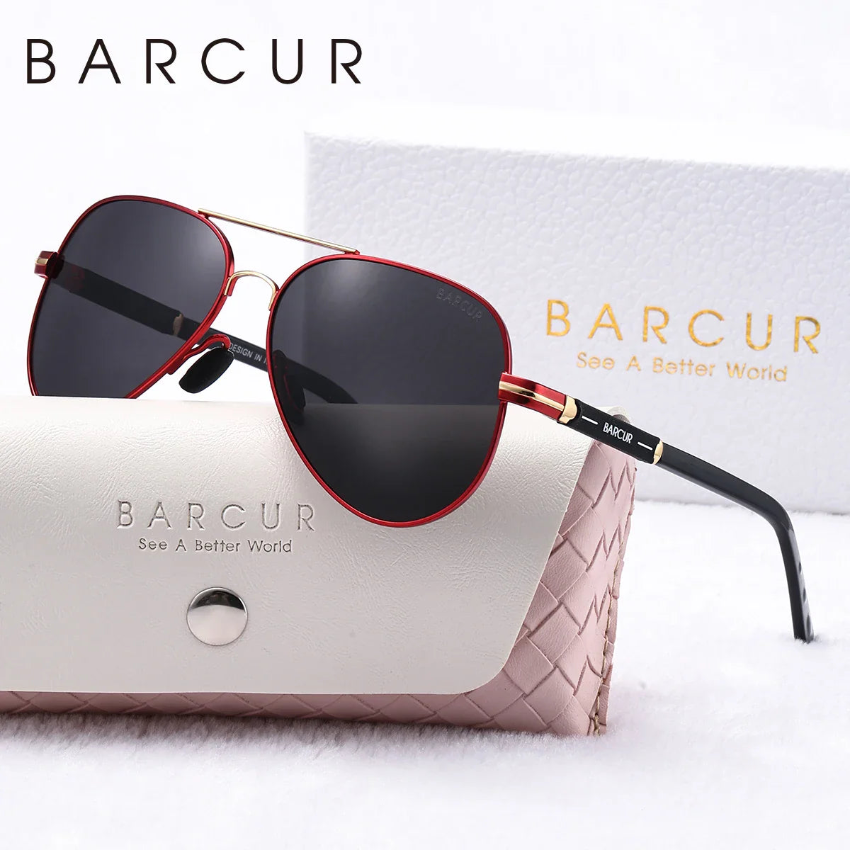 BARCUR Oversize Polarized Sunglasses for Women Trendy Double Beam Design Metal Elliptical Frame with UV400 Protection Fashionable Sun Glasses for Summer Outdoor & Daily Wear Stevvex