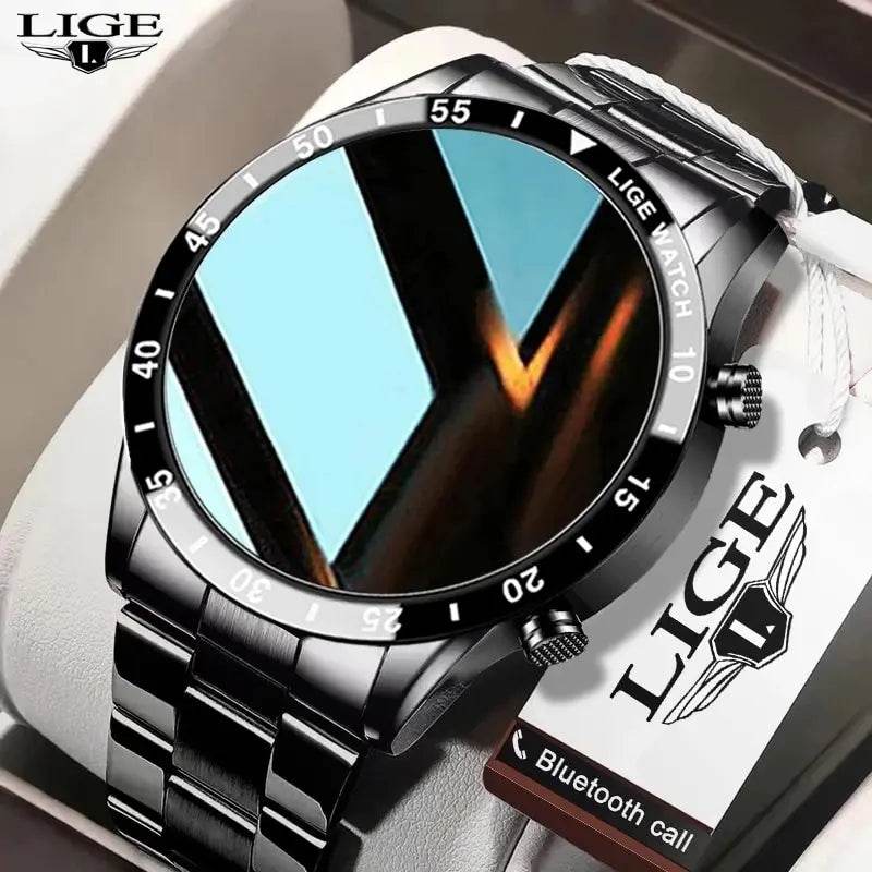 LIGE Smart Watch Men Full Circle Touch Screen Bluetooth Call Men Smartwatch Waterproof Sport Activity Fitness Watch+Box