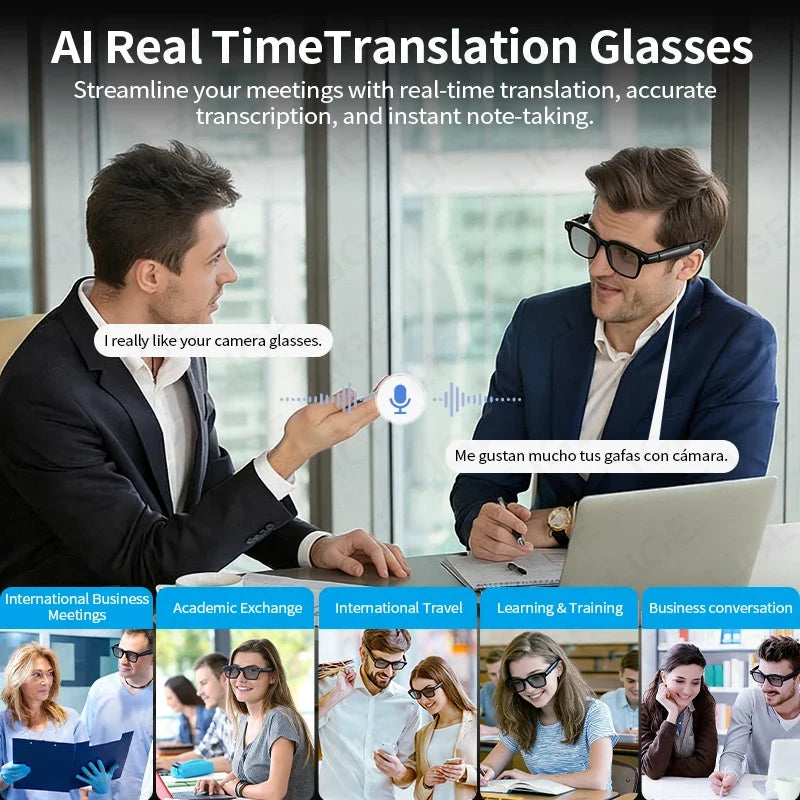 LIGE Smart Glasses HD Photo Video Open AI Record Translation Touch Photochromic Lenses Bluetooth Call Music Multifunction Glasses