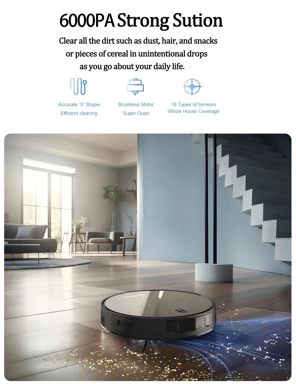 Robot Vacuum Cleaner Combo and Mop 6000PA Strong Suction  Robotic App& Remote Control Self-Charging Smart Mapping for Pet Hair FLIPSTYLEZLLC