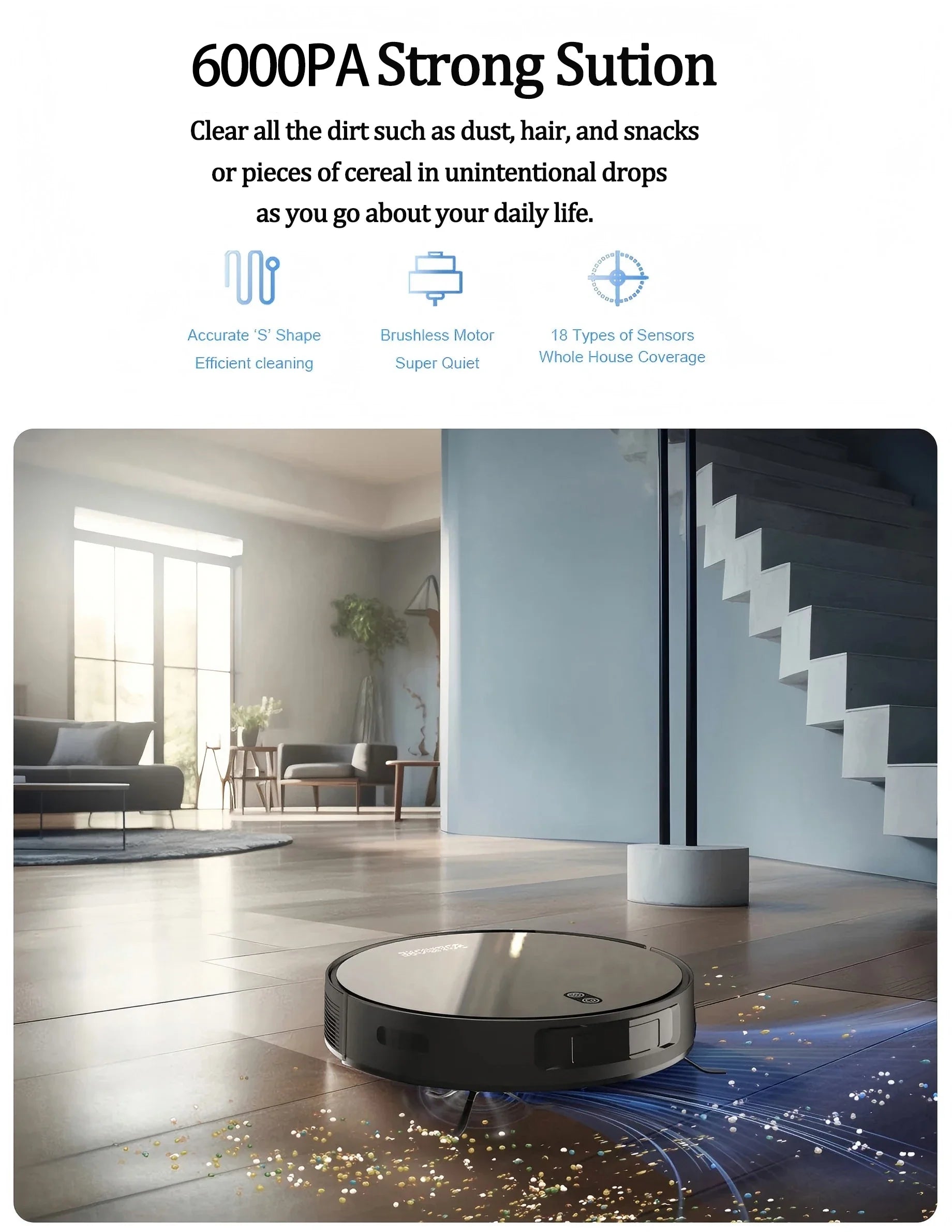 Robot Vacuum Cleaner Combo and Mop 6000PA Strong Suction  Robotic App& Remote Control Self-Charging Smart Mapping for Pet Hair FLIPSTYLEZLLC