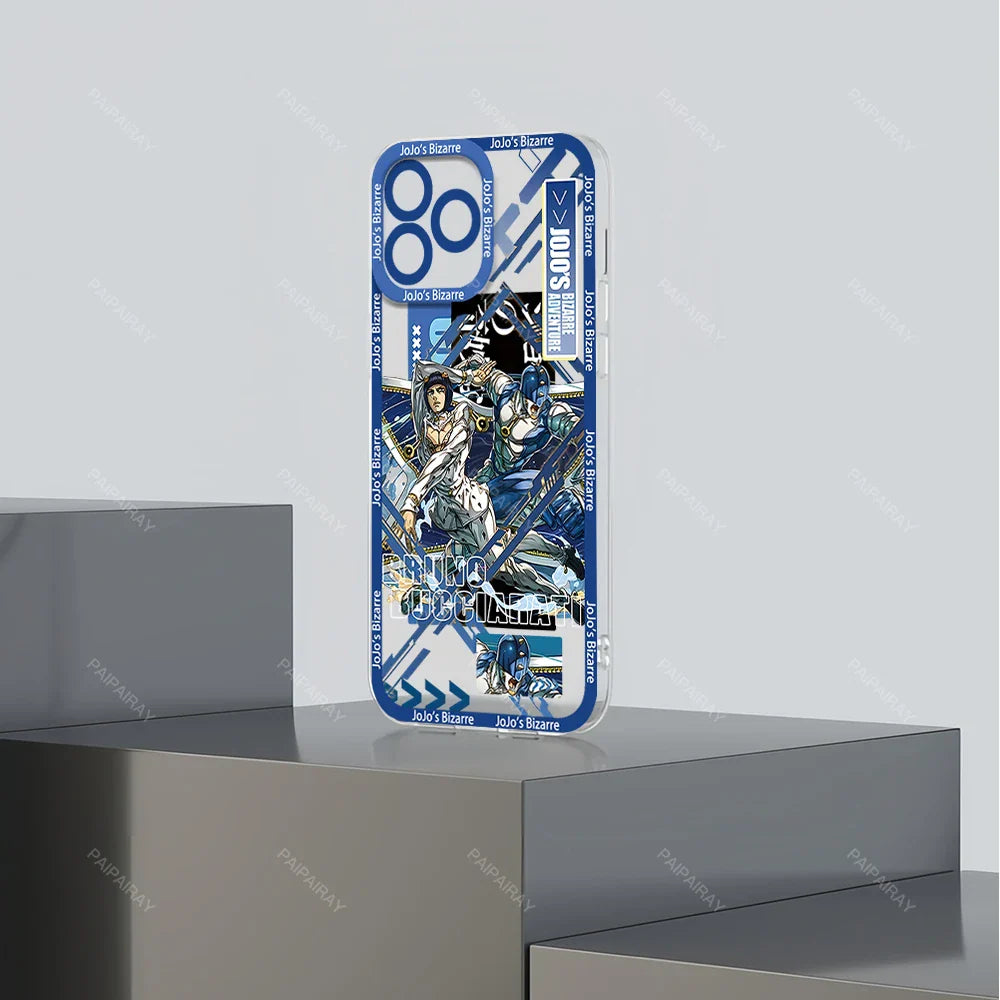 JoJos Bizarre Adventure Anime Phone Case for iPhone 12 11 13 14 15 16 Max Pro Plus Transparent Bezel Cover ST Superstore