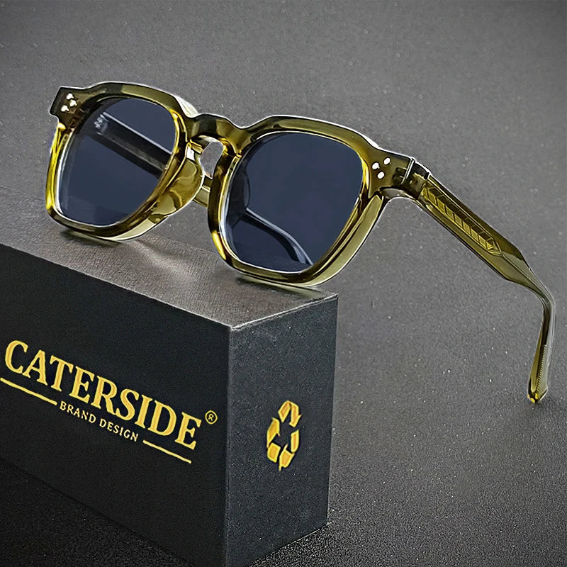 CATERSIDE Retro Punk Men Sunglasses Frame Square Travel Party Business Festival