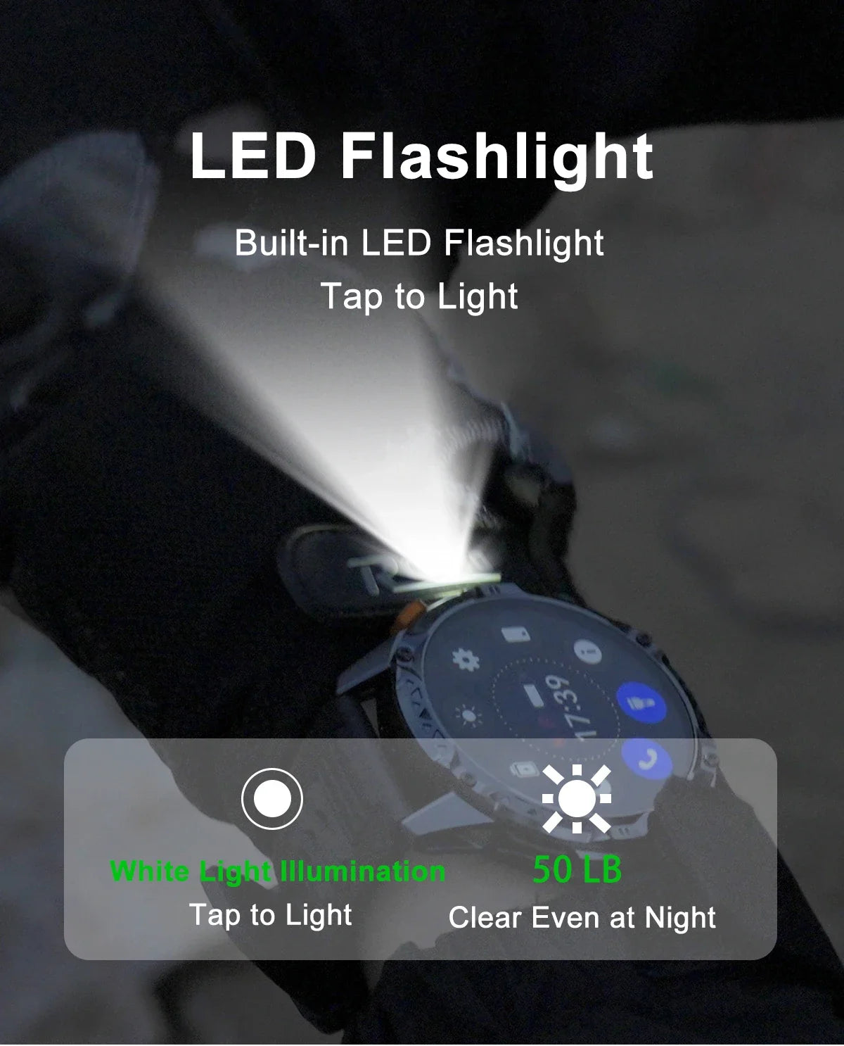 LIGE New Military T-Rex 3 Ultra Smart Watch 1000mAh Battery IP68 Waterproof Compass Flashlight Sports Tracker Smartwatch