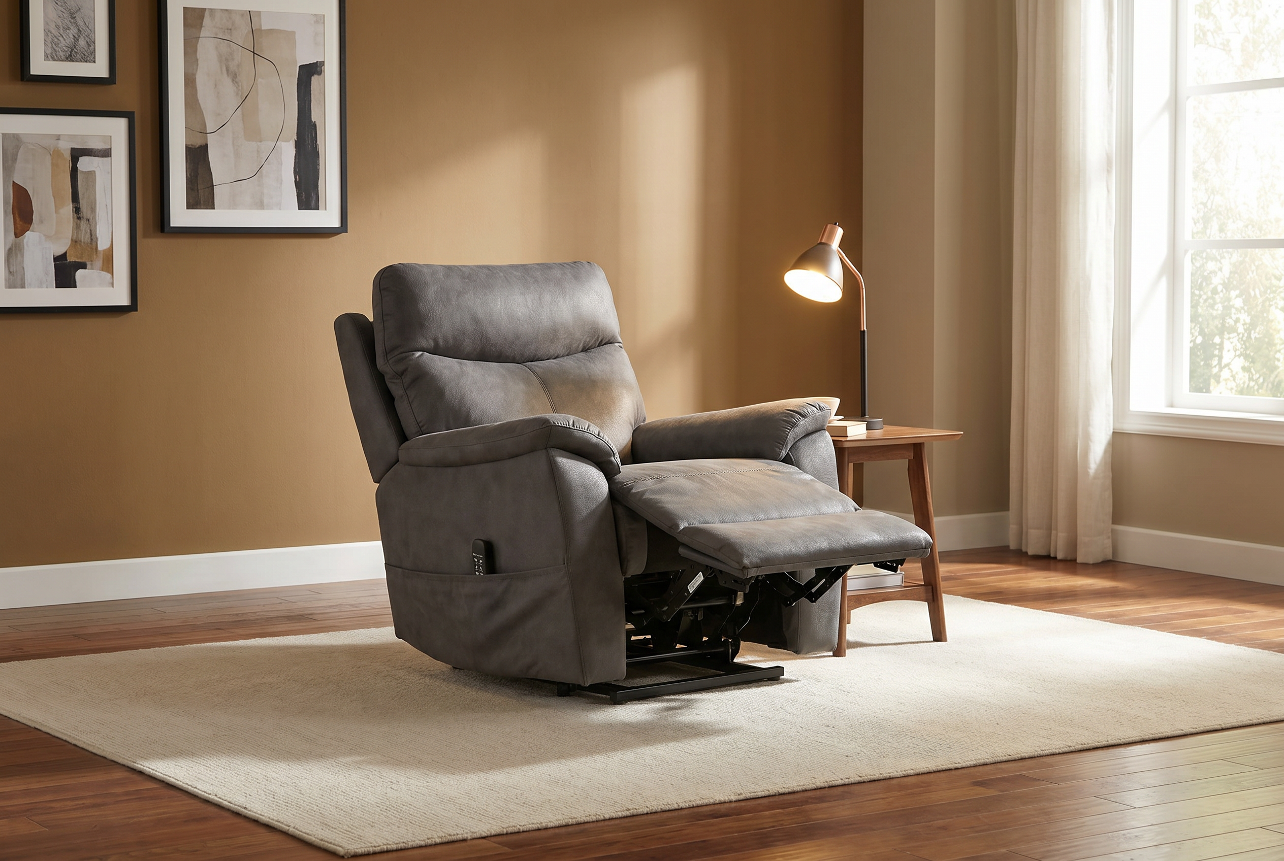 Serenity Slate Grey Ultra Infinite Position Lift Chair with Power Headrest, Heat, Massage & Wireless Charging Ornate Furniture