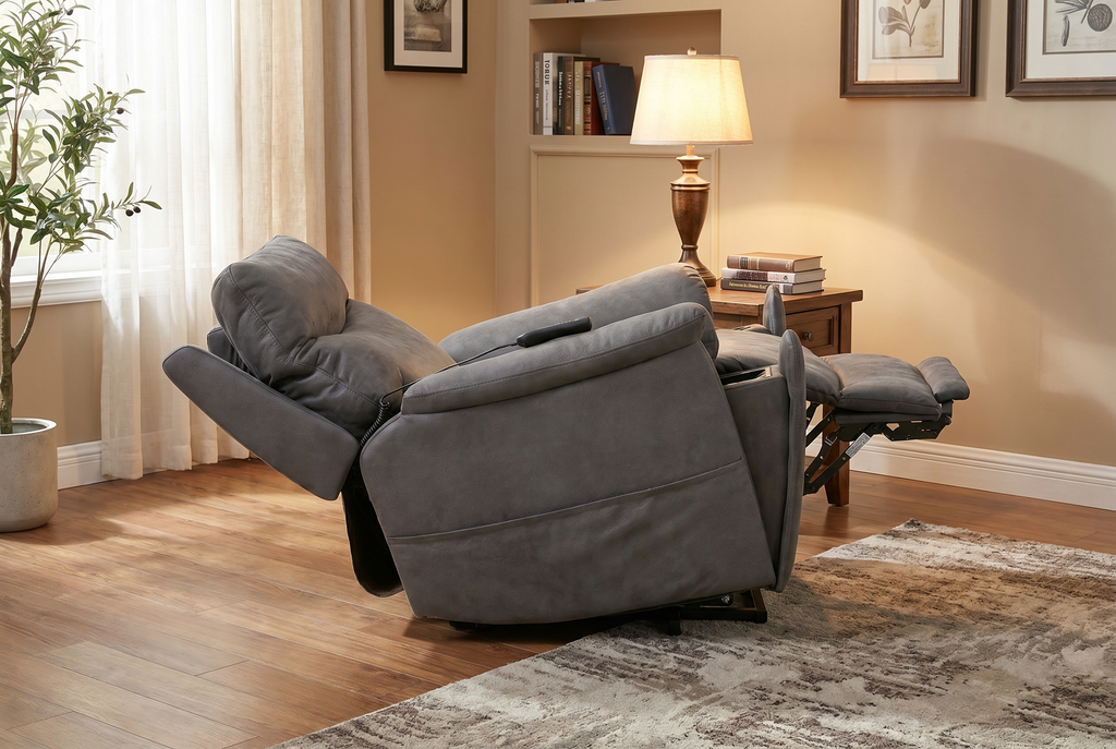Serenity Slate Grey Ultra Infinite Position Lift Chair with Power Headrest, Heat, Massage & Wireless Charging Ornate Furniture